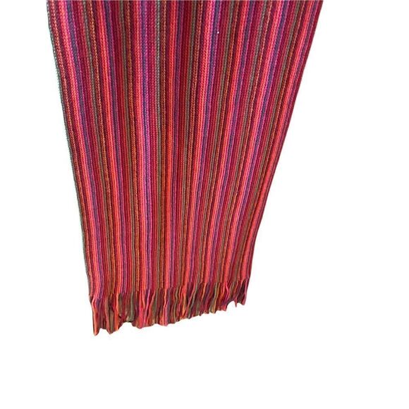 Colorful Pink Red Green Purple Cotton 80” Stretch Fringe BOHO Ski Scarf Wrap - Picture 7 of 7